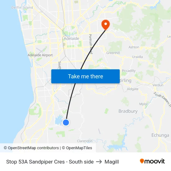 Stop 53A Sandpiper Cres - South side to Magill map