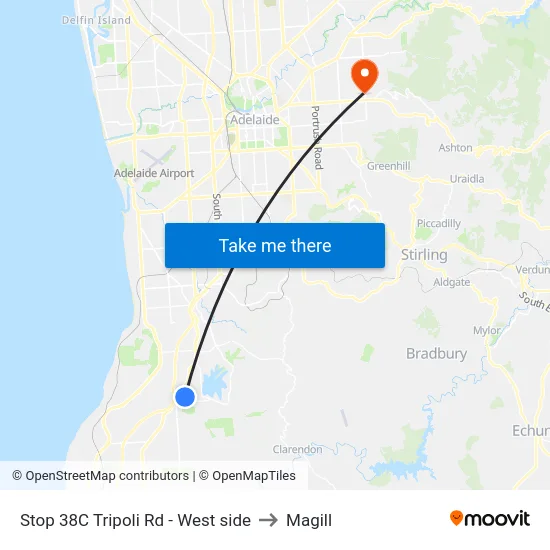 Stop 38C Tripoli Rd - West side to Magill map