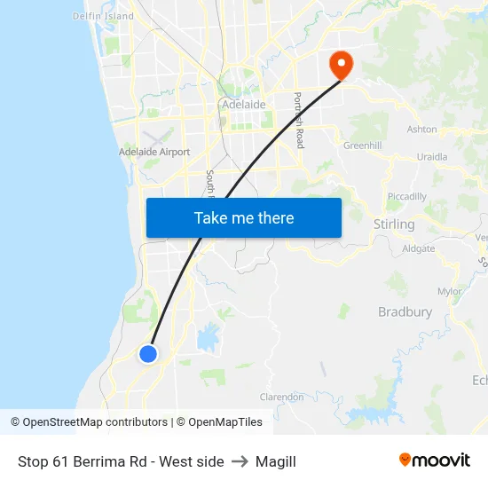 Stop 61 Berrima Rd - West side to Magill map