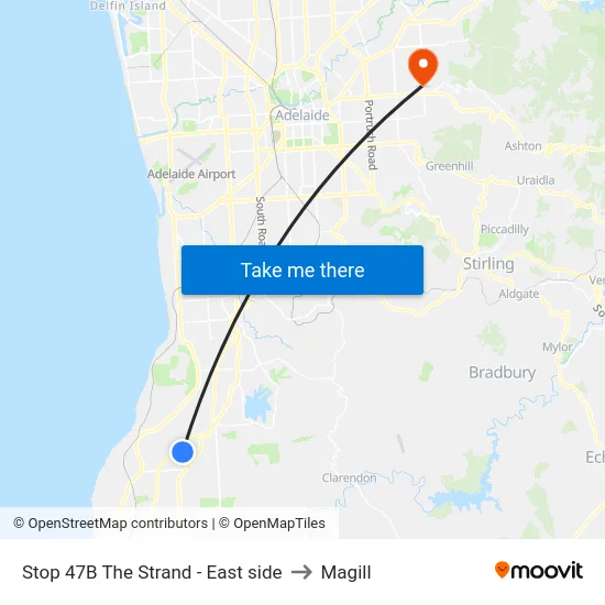 Stop 47B The Strand - East side to Magill map