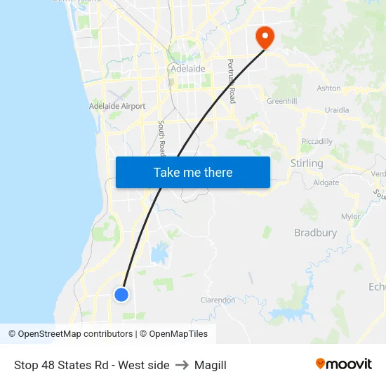 Stop 48 States Rd - West side to Magill map