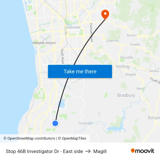 Stop 46B Investigator Dr - East side to Magill map