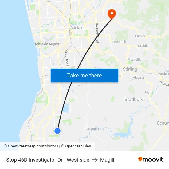 Stop 46D Investigator Dr - West side to Magill map