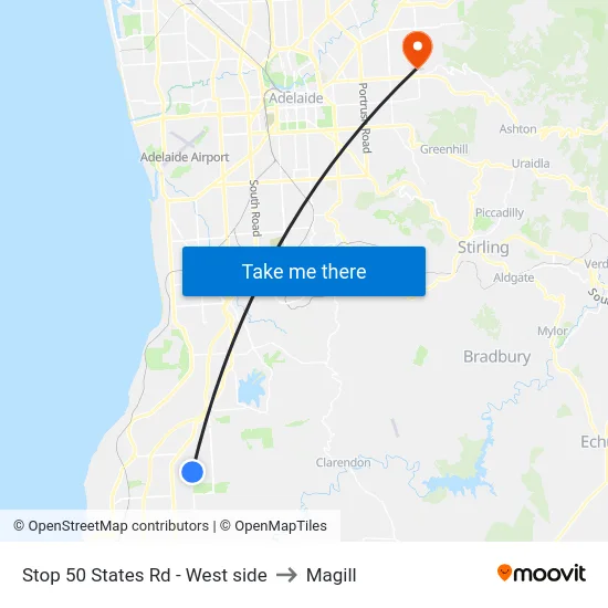 Stop 50 States Rd - West side to Magill map