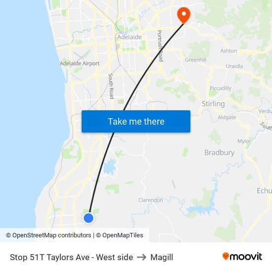 Stop 51T Taylors Ave - West side to Magill map