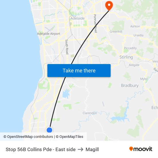 Stop 56B Collins Pde - East side to Magill map