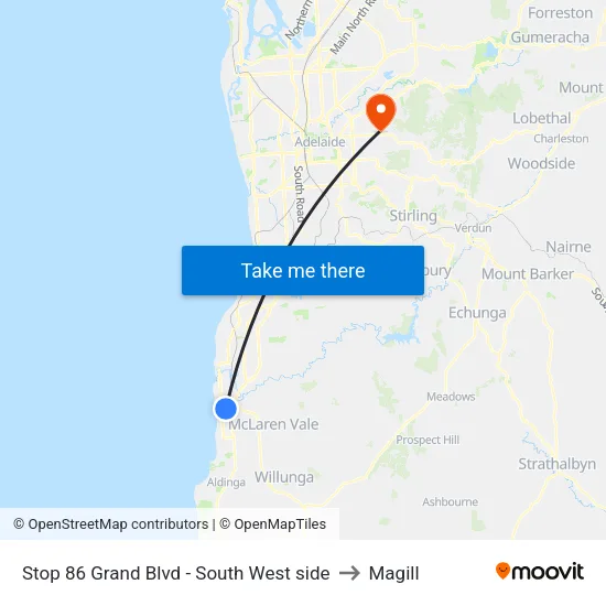 Stop 86 Grand Blvd - South West side to Magill map