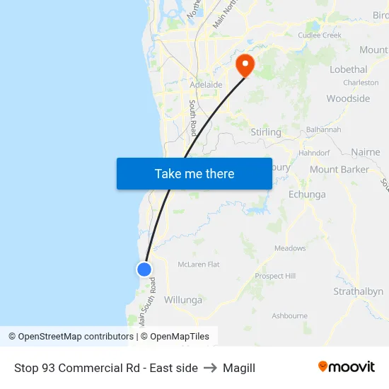 Stop 93 Commercial Rd - East side to Magill map