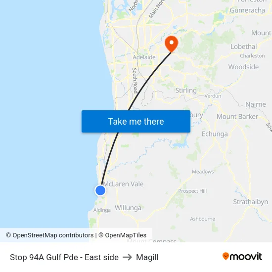 Stop 94A Gulf Pde - East side to Magill map