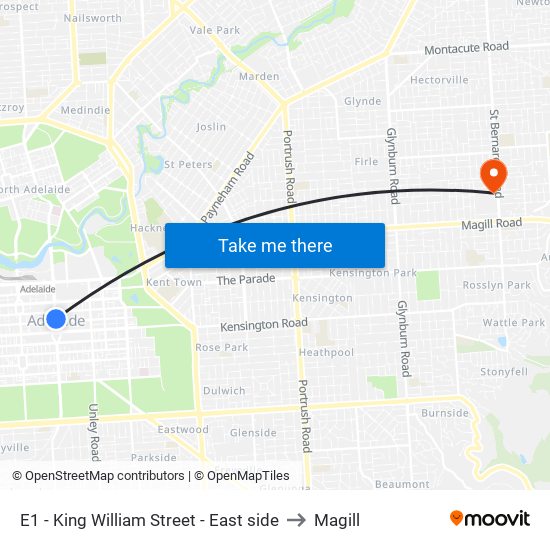 E1 - King William Street - East side to Magill map