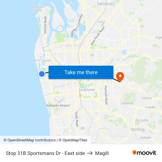 Stop 31B Sportsmans Dr - East side to Magill map