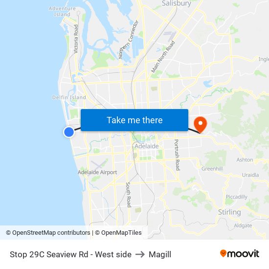 Stop 29C Seaview Rd - West side to Magill map