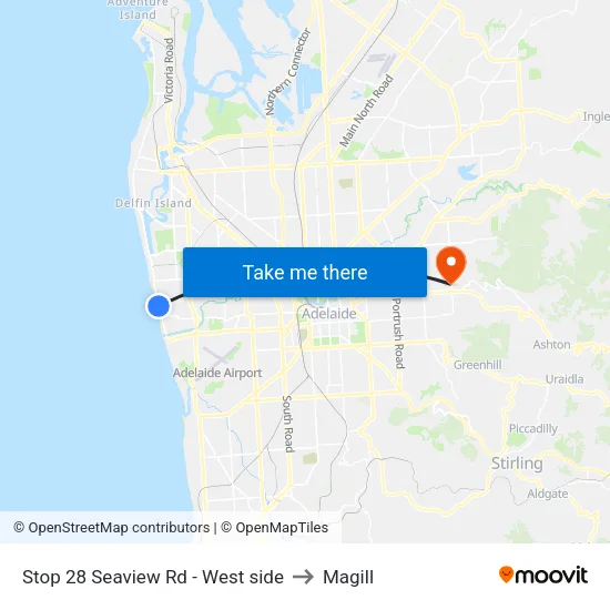 Stop 28 Seaview Rd - West side to Magill map
