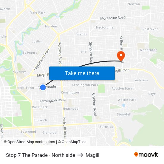 Stop 7 The Parade - North side to Magill map