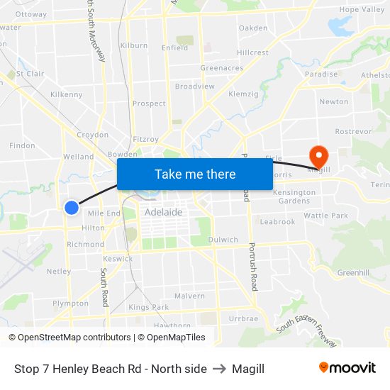 Stop 7 Henley Beach Rd - North side to Magill map