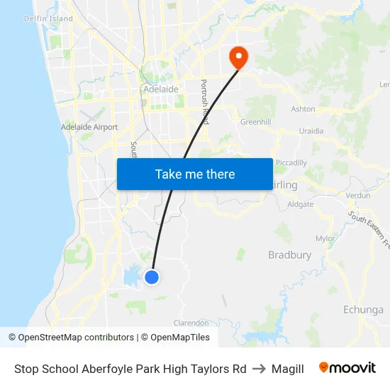 Stop School Aberfoyle Park High Taylors Rd to Magill map