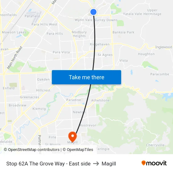 Stop 62A The Grove Way - East side to Magill map