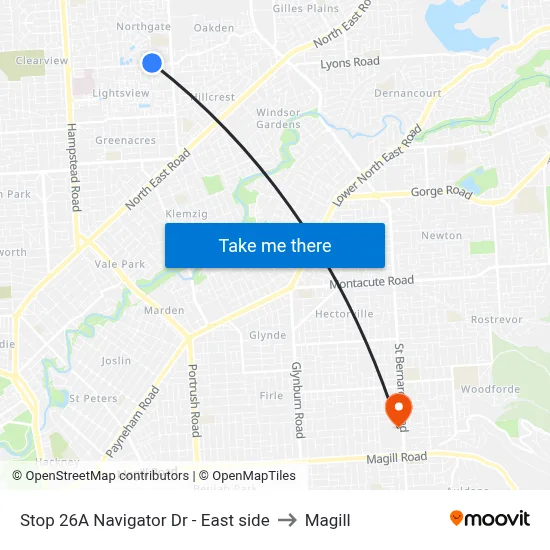 Stop 26A Navigator Dr - East side to Magill map