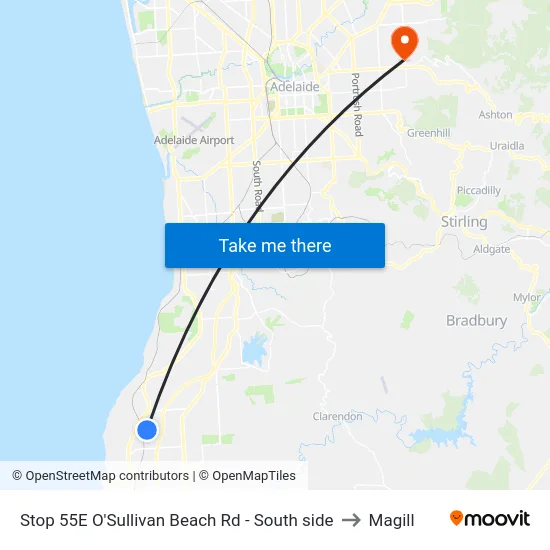 Stop 55E O'Sullivan Beach Rd - South side to Magill map