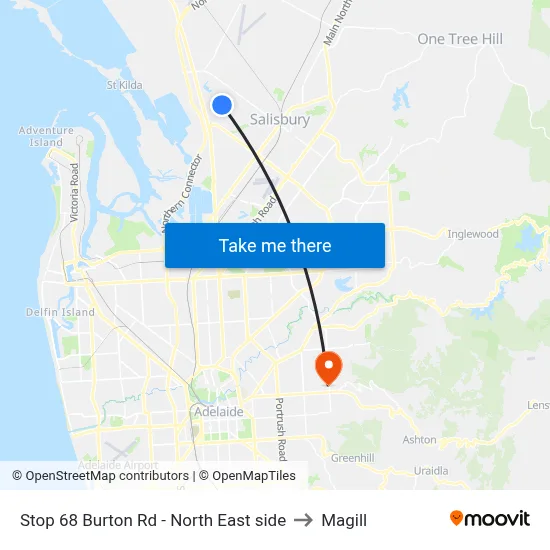 Stop 68 Burton Rd - North East side to Magill map