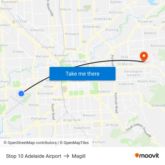 Stop 10 Adelaide Airport to Magill map
