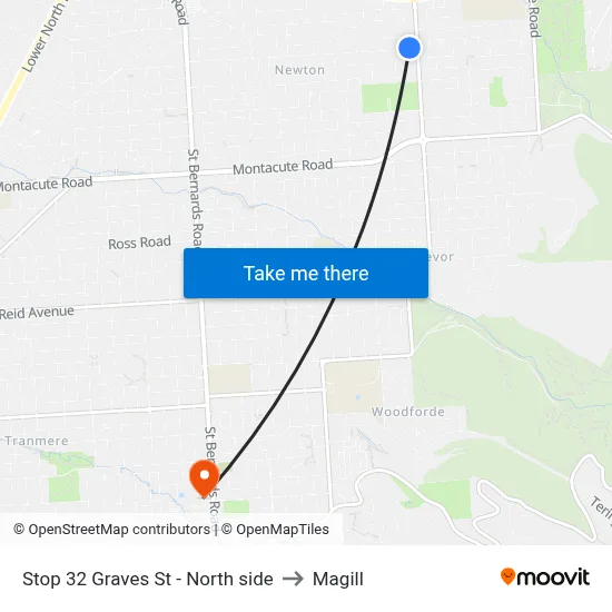 Stop 32 Graves St - North side to Magill map