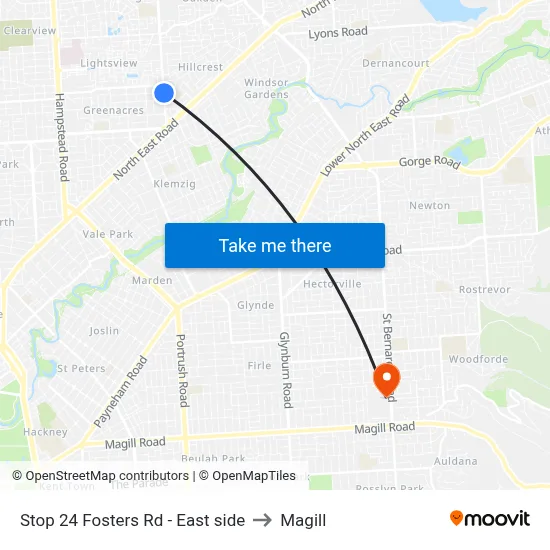 Stop 24 Fosters Rd - East side to Magill map