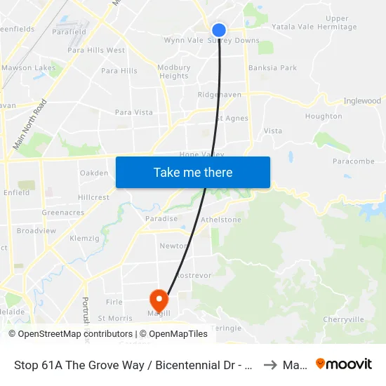 Stop 61A The Grove Way / Bicentennial Dr - North side to Magill map