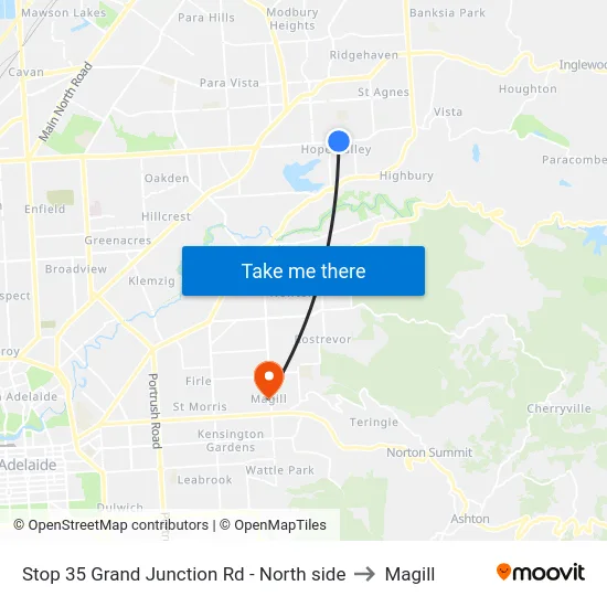Stop 35 Grand Junction Rd - North side to Magill map