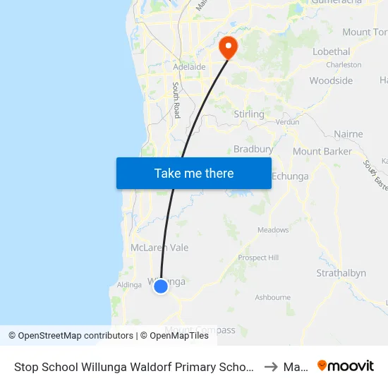 Stop School Willunga Waldorf Primary School Jay Dr to Magill map