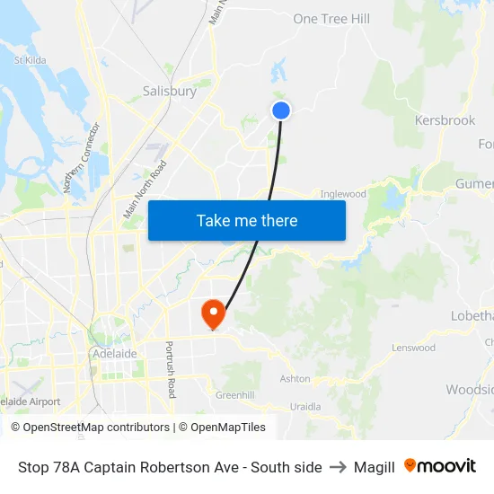 Stop 78A Captain Robertson Ave - South side to Magill map