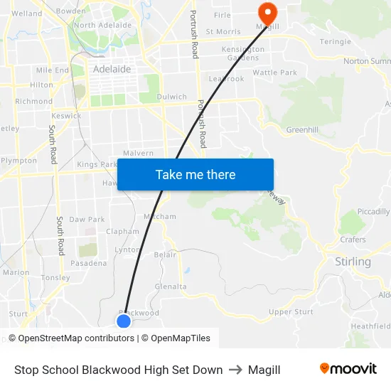 Stop School Blackwood High Set Down to Magill map