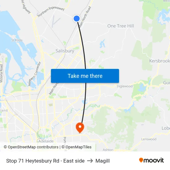 Stop 71 Heytesbury Rd - East side to Magill map