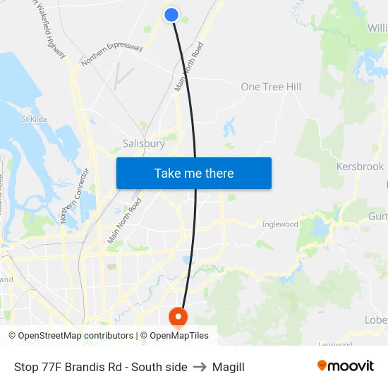 Stop 77F Brandis Rd - South side to Magill map