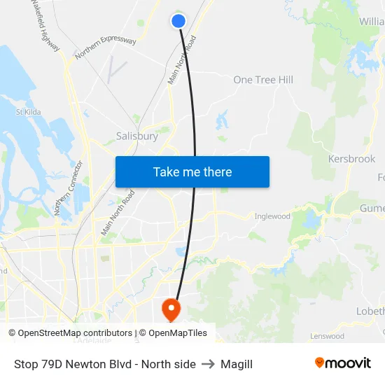 Stop 79D Newton Blvd - North side to Magill map