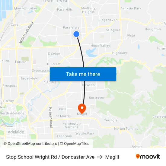 Stop School Wright Rd / Doncaster Ave to Magill map
