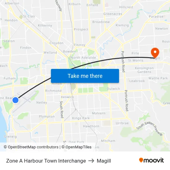 Zone A Harbour Town Interchange to Magill map