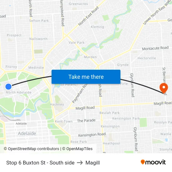 Stop 6 Buxton St - South side to Magill map