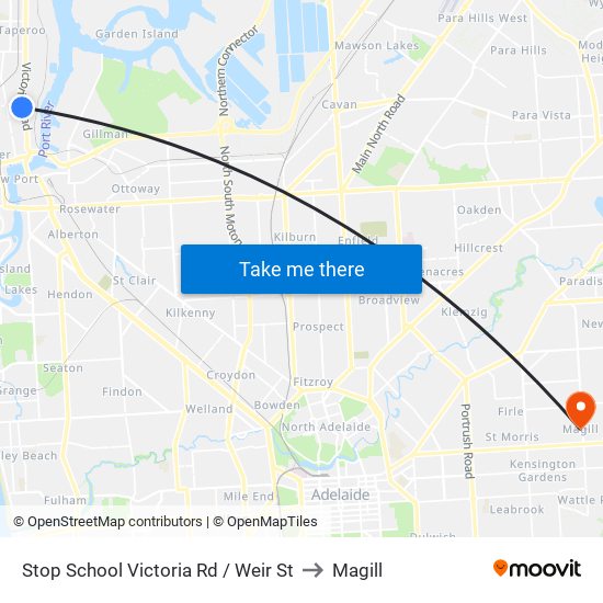 Stop School Victoria Rd / Weir St to Magill map