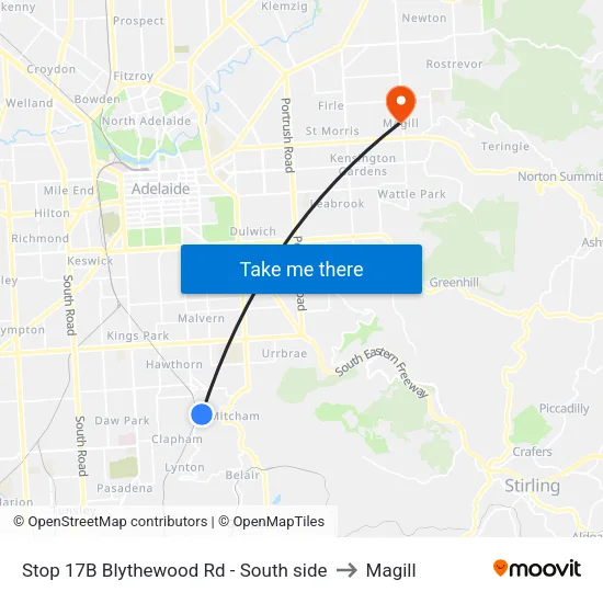 Stop 17B Blythewood Rd - South side to Magill map