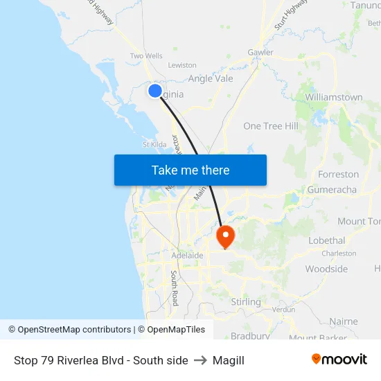 Stop 79 Riverlea Blvd - South side to Magill map