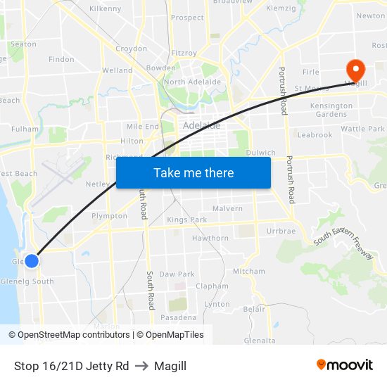 Stop 16/21D Jetty Rd to Magill map