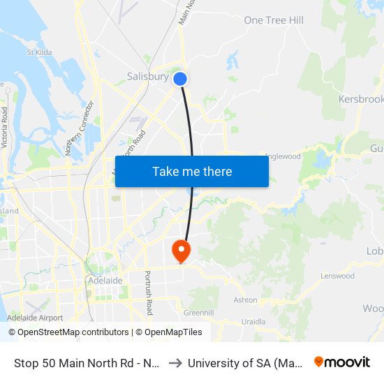 Stop 50 Main North Rd - North West side to University of SA (Magill Campus) map