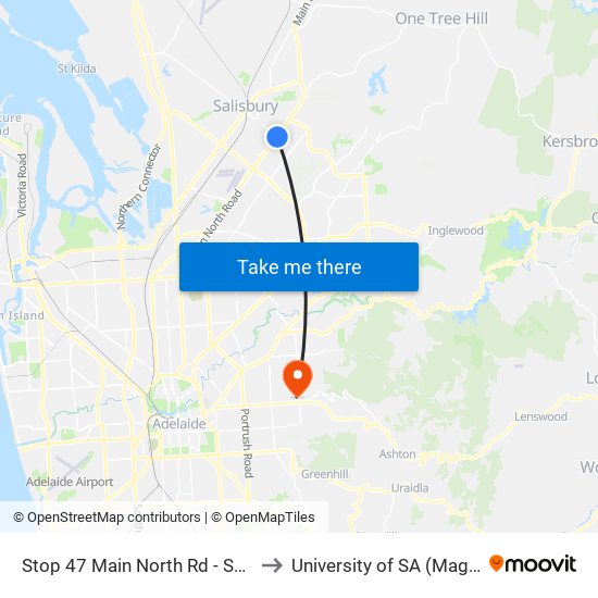 Stop 47 Main North Rd - South East side to University of SA (Magill Campus) map