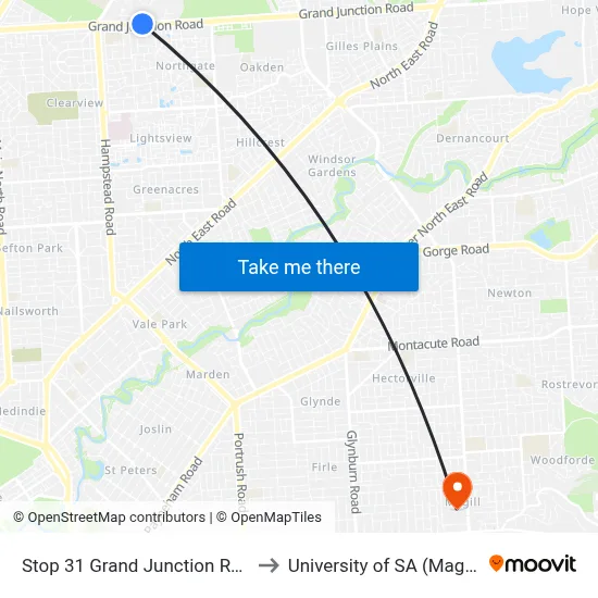 Stop 31 Grand Junction Rd - North side to University of SA (Magill Campus) map