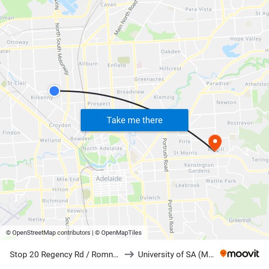 Stop 20 Regency Rd / Romney Ave - North side to University of SA (Magill Campus) map