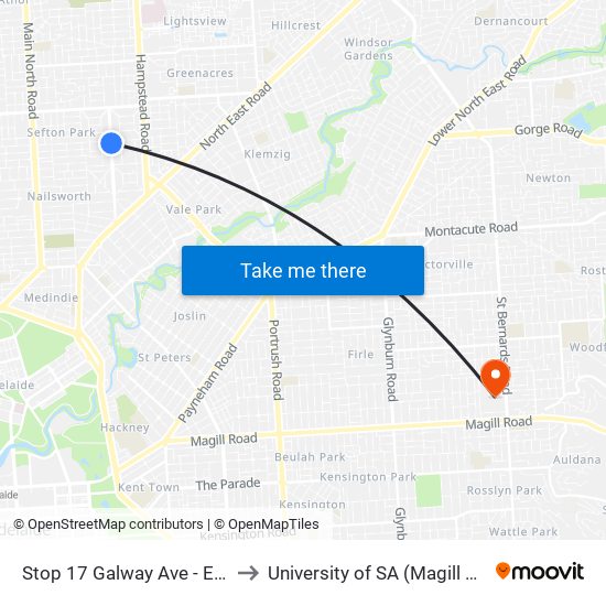 Stop 17 Galway Ave - East side to University of SA (Magill Campus) map