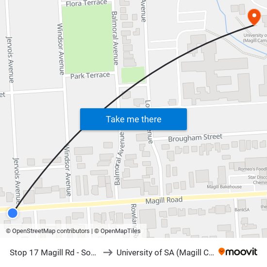 Stop 17 Magill Rd - South side to University of SA (Magill Campus) map