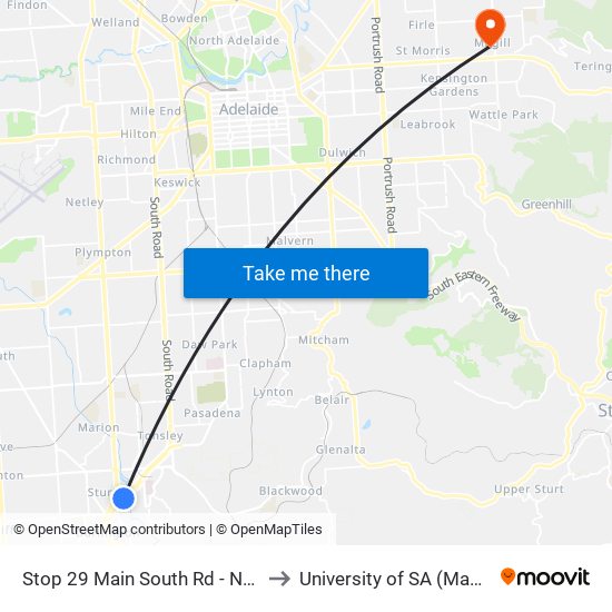 Stop 29 Main South Rd - North West side to University of SA (Magill Campus) map