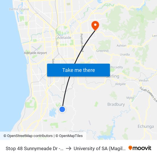 Stop 48 Sunnymeade Dr - North side to University of SA (Magill Campus) map
